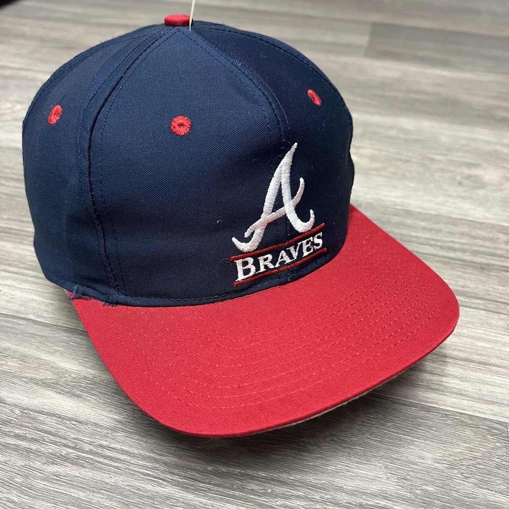 Vintage Atlanta Braves Snapback Hat Twins Enterprise Cap MLB Double Bar Script